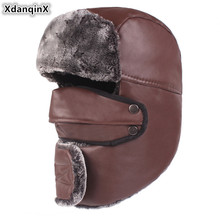 XdanqinX-gorros de bombardero para hombre y mujer, gorros cálidos y súper gruesos de PU para invierno, calentador de felpa, orejeras para mujer, gorro a prueba de viento, gorro de esquí para hombre 2024 - compra barato