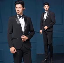Trajes de boda negros del novio de la boda para hombres blazer casual trajes para graduación para chicos moda delgada masculino última capa diseños de pantalones Coreanos 2024 - compra barato