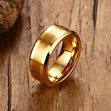 Anel de dedo masculino de carboneto de tungstênio, 8mm, cor dourada, para homens, noivado, alianças de casamento, ajuste confortável, joias da moda, anel 2024 - compre barato