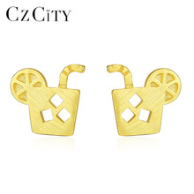 CZCITY New Sterling Silver 925 Fashion Stud Earrings for Women Beach Vacation Brushed Vivid Earring Fine Jewelry Orecchini Donna 2024 - buy cheap