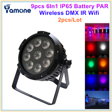 2 unids/lote IP65 impermeable 9*12 W RGBAW UV 6in1 inalámbrico DMX Control remoto IR Control Wifi LED al aire libre de la batería luz Par para fiesta de boda 2024 - compra barato