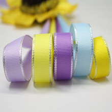 100 yards 9/25/38mm colorful solid color glitter silver edge grosgrain ribbons DIY free shipping 2024 - buy cheap