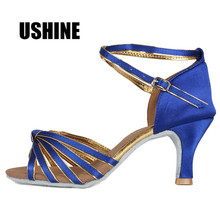 Blue Satin Heel 7cm/5cm Tango Latin Dance Shoes Woman Zapatos Salsa Mujer Zapatos De Baile Latino Mujer 801 Free Shipping 2024 - buy cheap