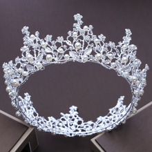 Bridal Queen Crown Tiara Wedding Hair Accessories Bride Princess Pearls Tiaras and Crowns Headpieces Vintage Crystal Diadem M843 2024 - buy cheap