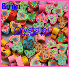 200pcs/Lot, Free Shipping Good Quality Assorted Colors 8mm Heart Slices Polymer Clay Beads 2024 - buy cheap