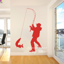 Fisherman Wall Sticker Living Room Bedroom Angler Fishing Summer Beach Surf Wall Decal Baby Nursery Vinyl Home Decor Art DIY 2024 - buy cheap