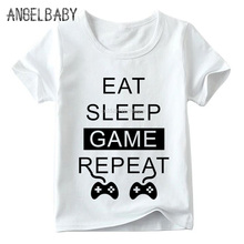 Children Eat Sleep Game Repeat Print Funny T shirt Kids Summer Short Sleeve Tops Boys and Girls Casual White T-shirt,ooo4021 2024 - buy cheap