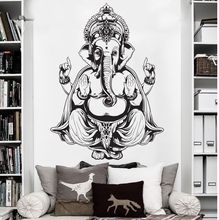 Removable Watrproof wallpaper Vinyl wall Sticker Art Decor Wall Decal Ganesh Buddha Elephant Om Yoga Hindu Mandala D183 2024 - buy cheap