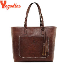 Yogodlns Fashion Women Handbag PU Leather Handbag Large Capacity Shoulder Bag Ladies Big Casual Bags Tassel Feminina 2024 - buy cheap