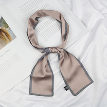 women solid color bag decoration long neck tie headband narrow satin hair neckerchief skinny silk small scarf with twill hem 2024 - buy cheap