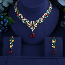 jankelly Brass Multi Bridal Cubic Zirconia Necklace Earrings Sets For Women Luxury Dubai African CZ Stone Wedding Jewelry Sets 2024 - buy cheap