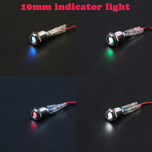 Luz indicadora LED de Metal de 10mm, lámpara de señal a prueba de agua, 5V, 6V, 12, 24V, 220v, con cable y luces LED de señalización del receptor, luz convexa 2024 - compra barato