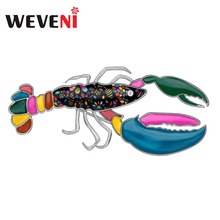 WEVENI Enamel Alloy Novelty Ocean Animal Lobster Brooches Fashion Clothes Pin Fashion Jewelry For Women Girls Gift Decoration 2024 - buy cheap