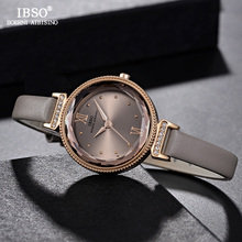 IBSO Luxury Ladies Quartz Watch For Women Regular Glass Slices Fashion Women Wrist Watches Zircon Leather Straps Female Clock 2024 - buy cheap