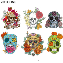 ZOTOONE Fashion Flower Skull Patches For Clothes Iron-on Transfers Punk Patch Stickers Print On T-shirt DIY Heat Transfer Vinyl 2024 - buy cheap