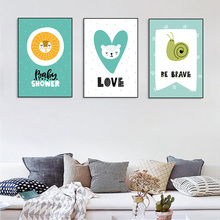 Nordic Canvas Fruit Cartoon Painting Cute Animal Poster Wall Art Picture Home Decor Children Bedroom Living Room Painting 2024 - buy cheap