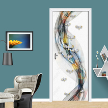 ПВХ водонепроницаемый самоклеющийся 3D стикер двери обои для гостиной обои для двери спальни художественные настенные наклейки Настенная Наклейка 2024 - купить недорого