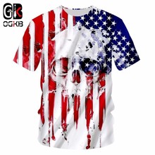 OGKB Fashion Clothing Men Funny 3D Print American Flag Skull O-neck Tshirts Harajuku Tops Tees Plus Size Casual Tshirt Unisex 2024 - buy cheap