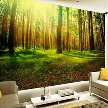 Papel de parede com brilho solar 3d hd, paisagem natural, mural de parede, floresta, foto, sala de estar, paisagem, melhoria da casa, mural de papel de parede 2024 - compre barato