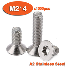 1000pcs DIN965 M2 x 4 A2 Stainless Steel Torx Countersunk Flat Head Screw Screws 2024 - buy cheap