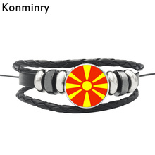 Konminry Punk National Flag Bulgaria Lithuania Liechtenstein Romania Sweden Macedonia Norway Portugal Glass Dome Button Bracelet 2024 - buy cheap