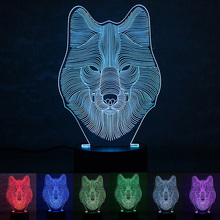 Luz LED de noche 3D con forma de lobo alimentada por USB, lámpara de escritorio, novedad, Luces de decoración con tecla táctil, luz de ambiente, uso en casa, Hotel, fiesta, vacaciones 2024 - compra barato