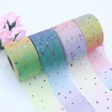 50Yards/Roll 6cm Sequins Love&Stars Tulle Mesh Fabric Ribbon Tutu Baby Show for DIY Crafts Gift Wedding Birthday Party Deco 2024 - buy cheap