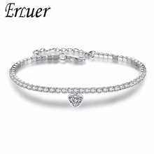ERLUER Fashion Simple Heart Bracelet For Women Wedding Silver Color Crystal Zircon Claw Chains Link Bracelets & Bangles Jewelry 2024 - buy cheap