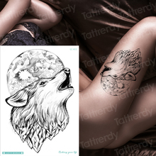 Временная татуировка «Огненный волк», «Луна», «Снег», «волк», черная индийская хна, Женская татуировка на руку, временная татуировка на тело, ноги, наклейка, поддельная водостойкая 2024 - купить недорого