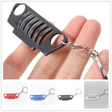 1PCS Stainless Steel Grill Key Chain Keychain Metal Chrome Ring For Jeep Wrangler CJ JK TJ YJ XJ Car Styling Newest 2024 - buy cheap