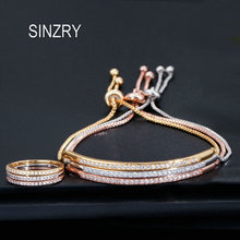 SINZRY-Conjunto de anillo y pulsera ajustable de circón fino, elegante, coreano, clásico, a la moda, conjunto de joyería 2024 - compra barato
