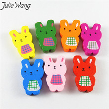 Julie Wang-Lote de cuentas de madera de colores variados, accesorios de joyería con forma de conejo, para regalo de boda, 100 unidades 2024 - compra barato