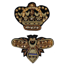 2sets Indian Silk Badges Beaded Gold Crown Bee Patches Embroidery Applique for Clothes Craft Sewing Accessories TH1277 2024 - buy cheap