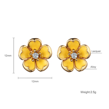 Small Newful Lacquer Flower Stud Earrings For Women  New Alloy Rhinestone Earring Fashion Jewelry Gift pendientes mujer 2024 - buy cheap