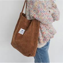 Women's Handbags Student Corduroy Tote Female Canvas Shoulder Bags Reusable Women Bag Shopping Beach Bag 6 Colors Foldable 2024 - buy cheap