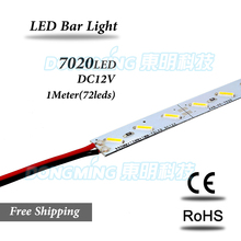 72Leds 1m LED luces strip 7020 SMD IP22 12V aluminum profile led bar light hard strip for kitchen wardrobe caninet 2024 - buy cheap