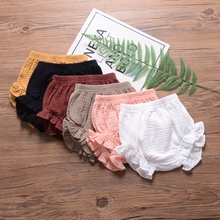 Baby Chiffon Fashion Casual Large PP Shorts Summer Infant Solid Color Cotton Linen Bloomers Toddler Girls Bread Pants Trousers 2024 - buy cheap