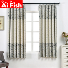 Rural Short Curtain Window Treatments Blackout Printed Curtain Fabric Gray Floral Curtain For Bedroom Finished Products  PC013#3 2024 - buy cheap