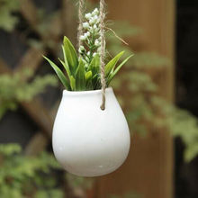 Home Garden Balcony Ceramic Hanging Planter Flower Pot Plant Vase with Twine 2024 - buy cheap