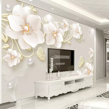 Papel tapiz 3D personalizado, joyas con estampado en relieve De flores, Mural Simple moderno para sala De estar, sofá, TV, Mural De pared, Papel De pared 3D 2024 - compra barato