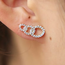 2021 Trendy Gold Filled Micro Pave Cz Three Circle Geometric Fashion Jewelry Dainty Link Unique Elegant Stunning Earrings Gift 2024 - buy cheap