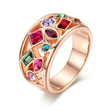 MxGxFam Fantasy Geometric Multicolor Crystal Rings Jewelry For Women Beauty Rose Gold Color Fashion Jewelry 2024 - buy cheap
