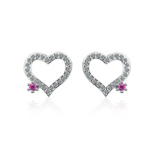Romantic Love Heart Shine Cubic Zirconia 925 Sterling Silver Ladies Stud Earrings Wholesale Jewelry For Women Anti Allergy Gift 2024 - buy cheap