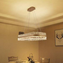 Restaurant chandelier light luxury postmodern minimalist rectangular dining room lamps Nordic creative oval bar crystal lamp LED 2024 - buy cheap