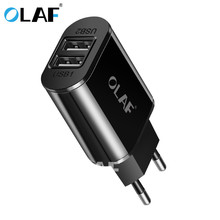 OLAF Phone Charger 5V 2A 2 USB EU Plug Travel Wall Charger Adapter For iPad iPhone X 7 Plus Samsung S9 For Xiaomi Mobile Phone 2024 - buy cheap