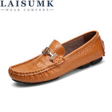 LAISUMK Summer Luxury Driving Breathable Genuine Leather Flats Loafers Men Shoes Casual Fashion Slip Large Size 36-49 2024 - buy cheap