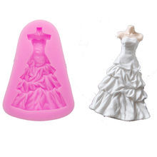DIY New Arrival Beautiful Wedding Dress Silicone Mold Fondant Cake Decoration Baking Mold Gift 2024 - buy cheap
