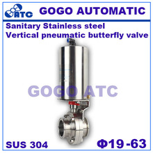 Sanitary stainless steel 304 O.D 19-63 mm Pneumatic Vertical Tri Clamp Butterfly Valve Food grade Pneumatic butterfly valve 2024 - buy cheap