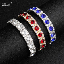 Miallo Fashion Red Blue Silver Color Austrian Crystal Bracelets & Bangles Flexible Elasticity Bracelets for Women Girls Party 2024 - buy cheap