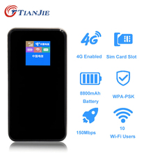 TIANJIE разблокированный 150 Мбит/с портативный внешний аккумулятор Mifi 4G LTE Wifi роутер беспроводной карманный WiFi точка доступа для автомобиля Wifi с слотом для sim-карты 2024 - купить недорого